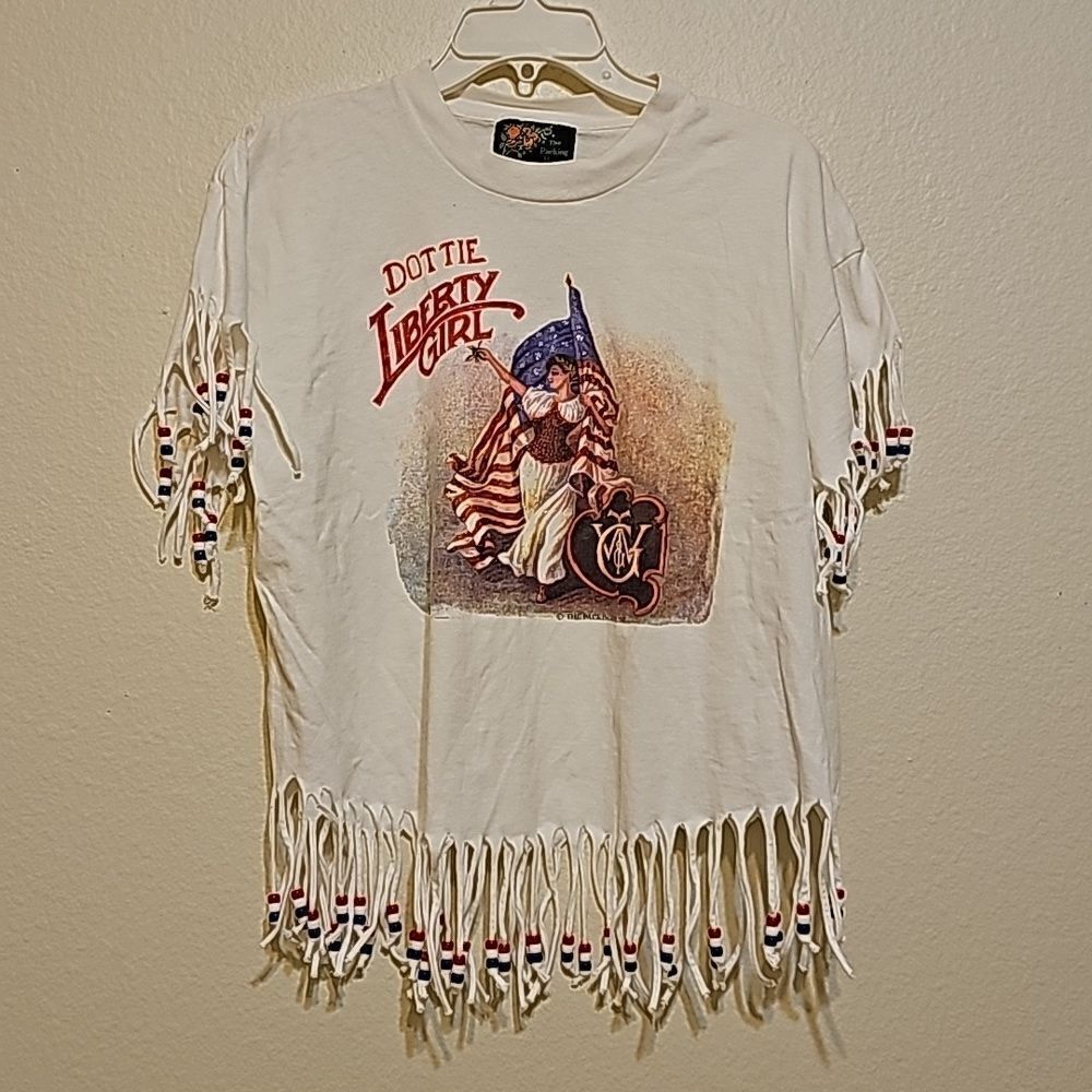 Dottie‎ liberty large girl Fringed beaded tshirt poshmark